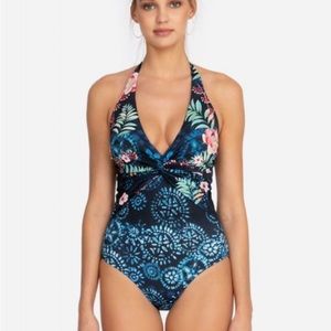 Johnny Was Annia twist front halter swimsuit size small